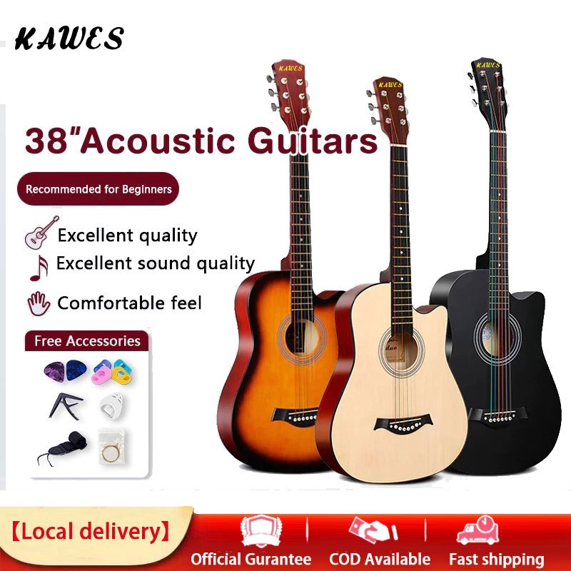 (Gift includes a 1-month warranty card) KAWES 38 inch Acoustic Guitar Many colors Acoustic Guitar