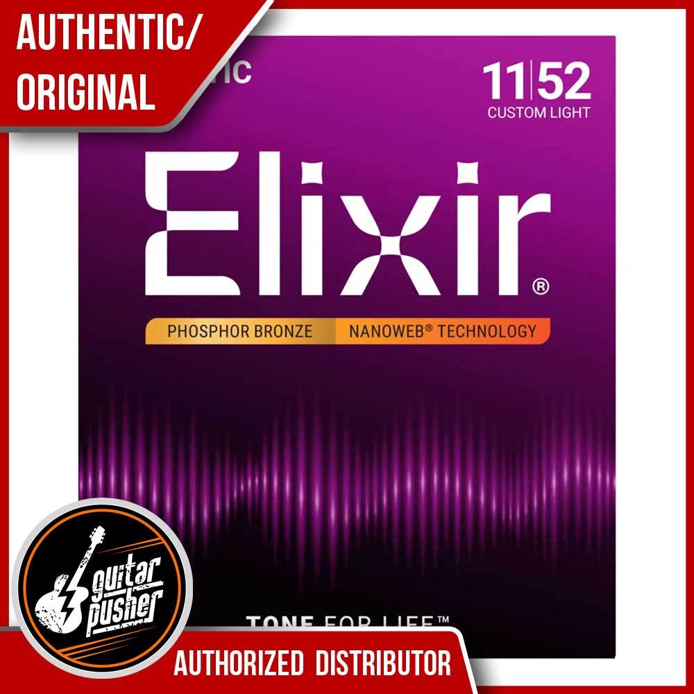 Elixir Acoustic Phosphor Bronze Acoustic Guitar Strings With Nanoweb Coating