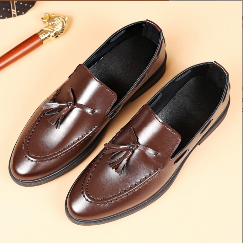 COD British-style men's casual leather shoes tassel loafers slip-on driving moccasins for men