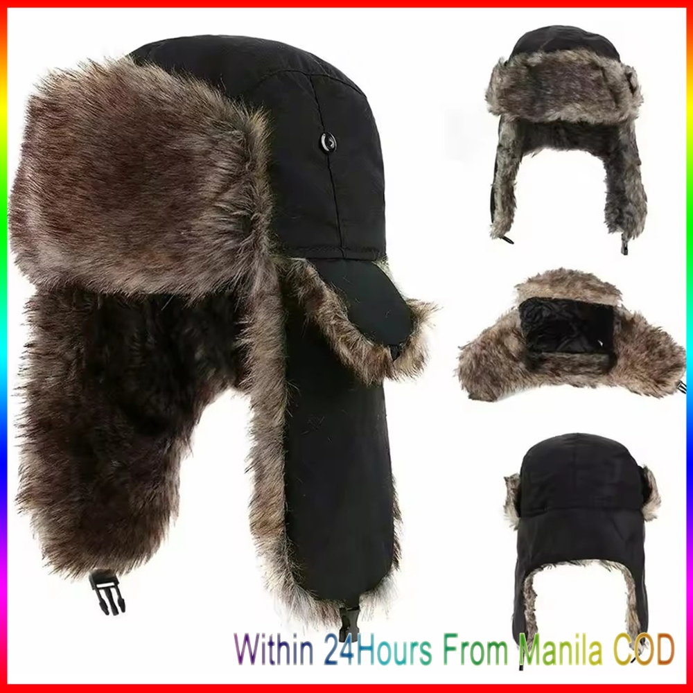 Unisex Warm Mens Women Trapper Cap Warm Winter Fur Earflap Hat Russian Warm Ear Protectors Hats