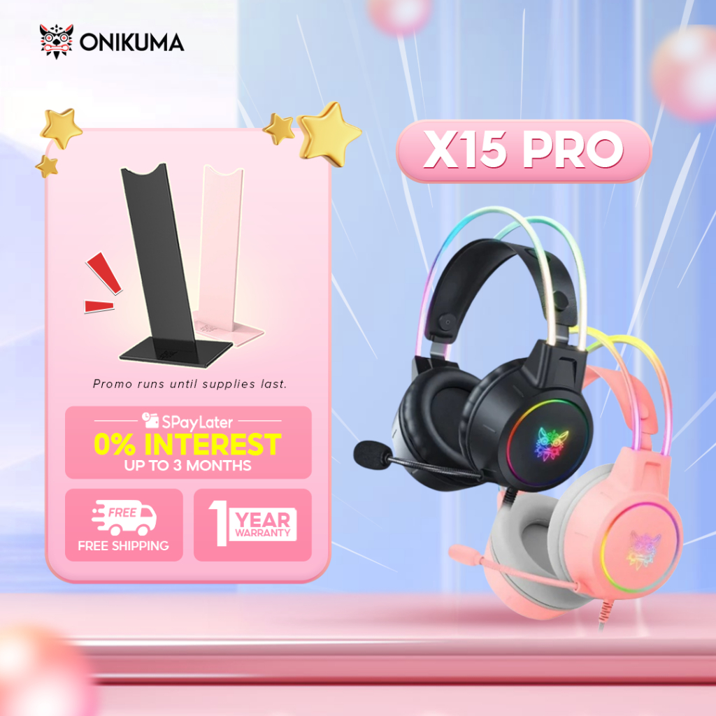Onikuma X15 PRO Wired Gaming Headset With Mic Noise Cancelling Gaming RGB Headphones For PC Laptop