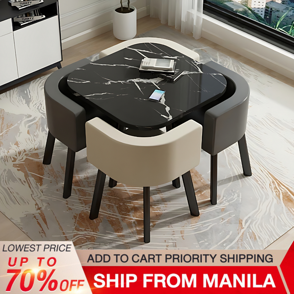 Baierdi 80CM + dining table set,small round table,four stools, reception table family dining table