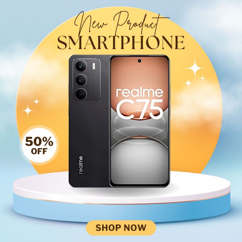 New Realme C75 Smartphone | 8GB+256GB | 6000mAh Battery | Waterproof & Shock Resistant COD