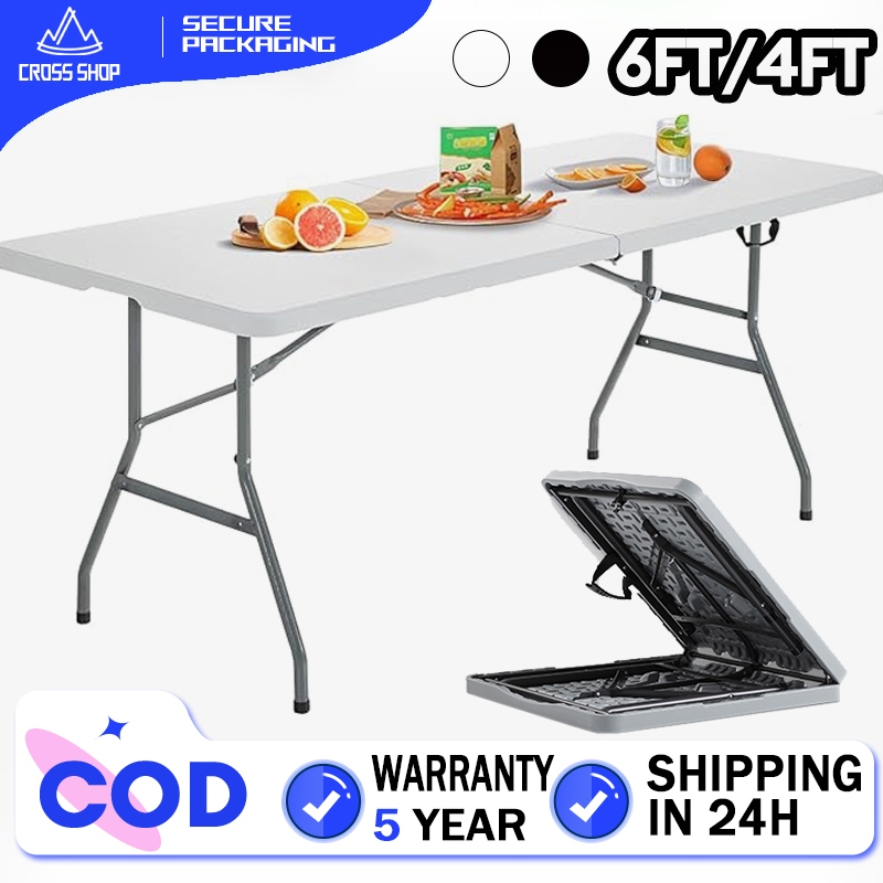Outdoor Folding Table 6FT Heavy Duty Long Table Outdoor Portable Dining Table Study Table