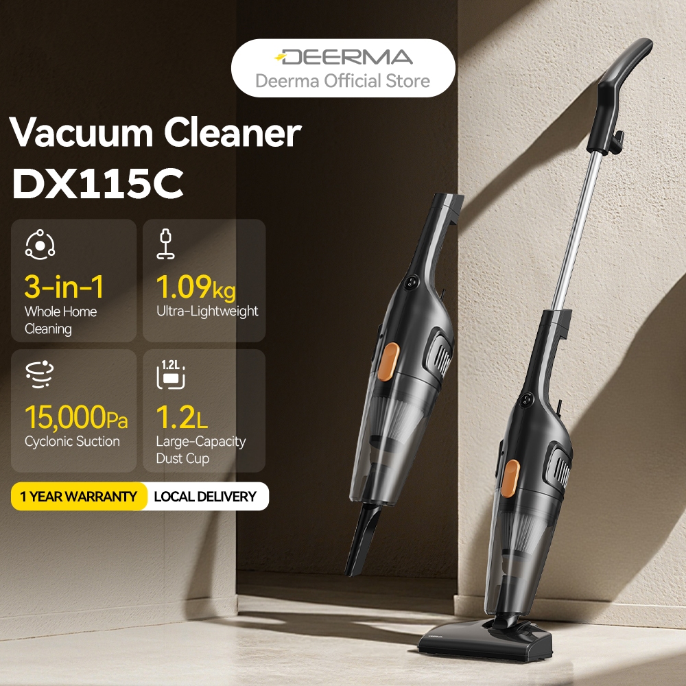Deerma DX115C/DX118C Vacuum Cleaner Mini Handheld Pushrod Cleaner Strong Suction Low Noise