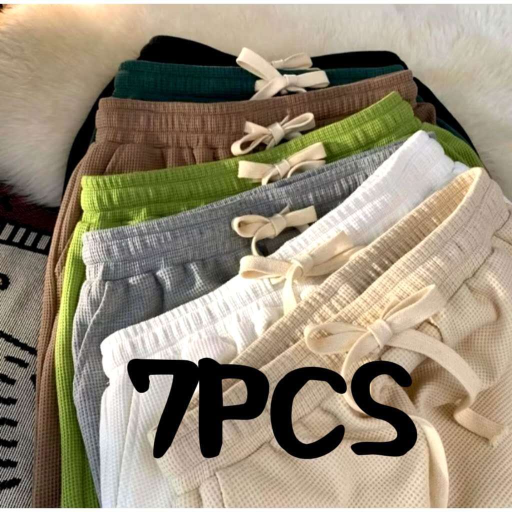 Buy 1 Get 7 Pcs Waffle Summer Loose Casual Shorts For Men