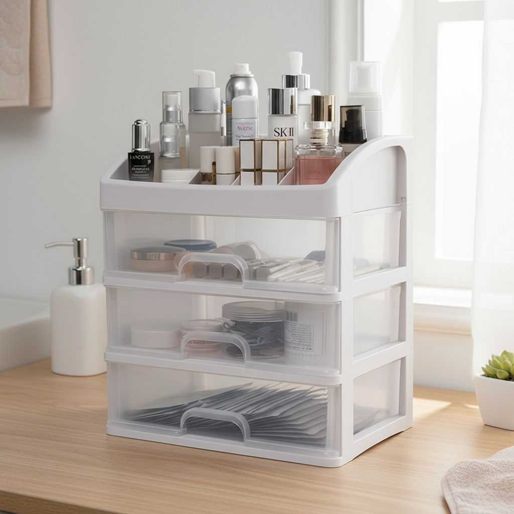 Big Plastic Makeup Drawer Organizer with Drawer 3 Tier Layer High quality Make up Organizer-.Z233
