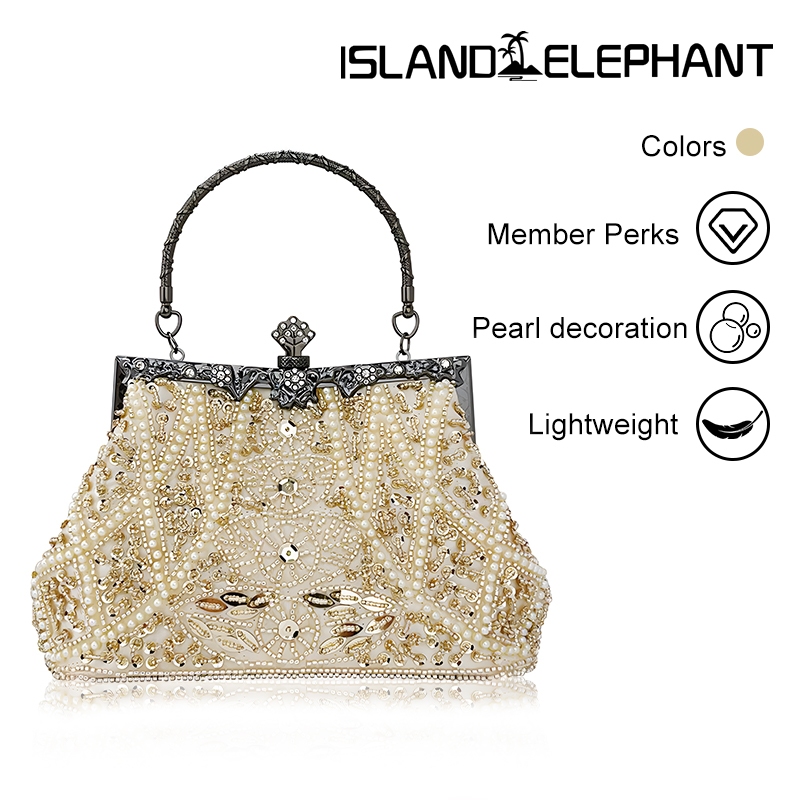 ISLAND ELEPHANT Sparkly Evening Bag Clutch Purse Luxury Shoulder