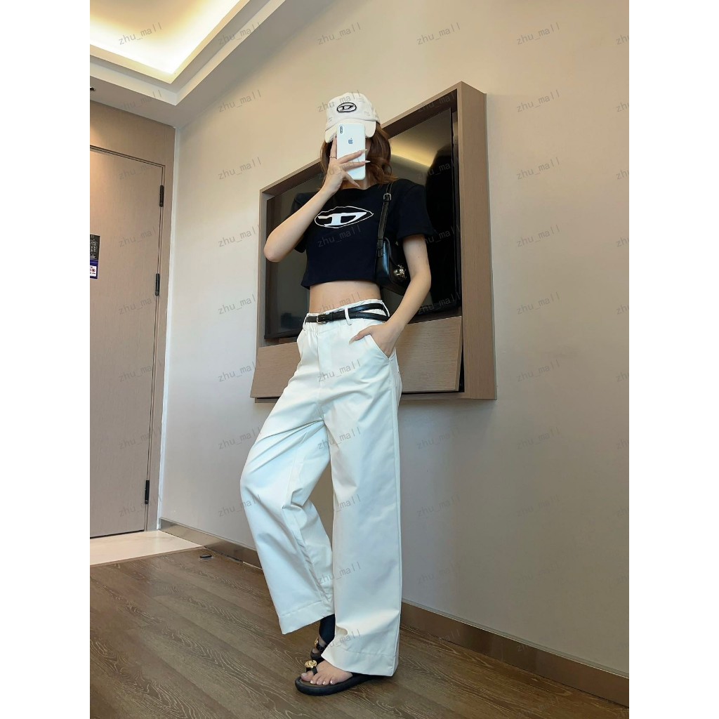 Plue Size Casual Elegant Wide-Leg Pants, New High Waist Skinny Versatile Loose Straight Leg Trousers