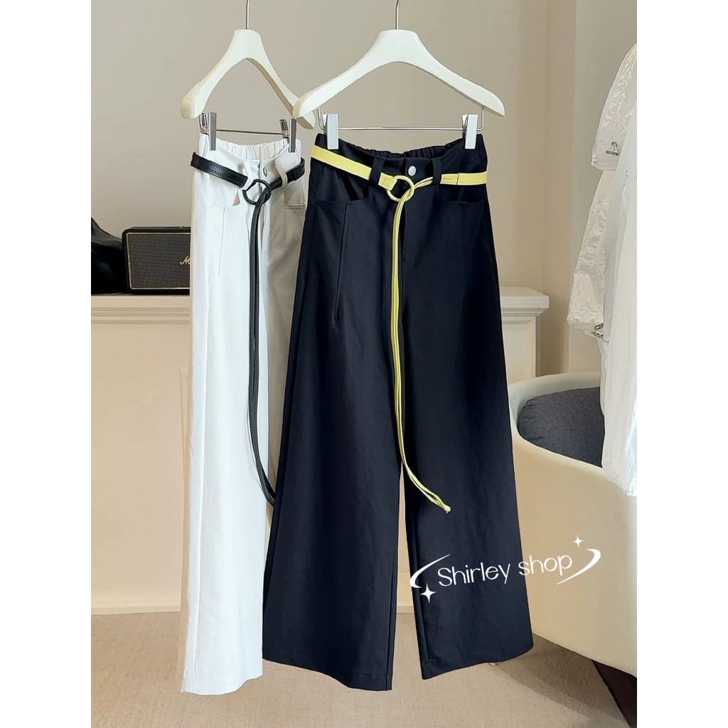 2026 new high-waist Korean style wide-leg pants casual style solid color minimalism