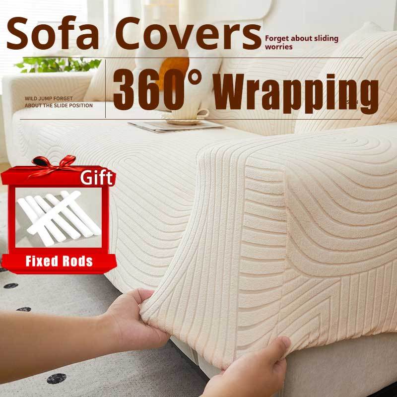 Sofa Cover Stretchable Blanket Full Package Plush Thicken Cushion 1/2/3/4 Seater（360° wrapping）