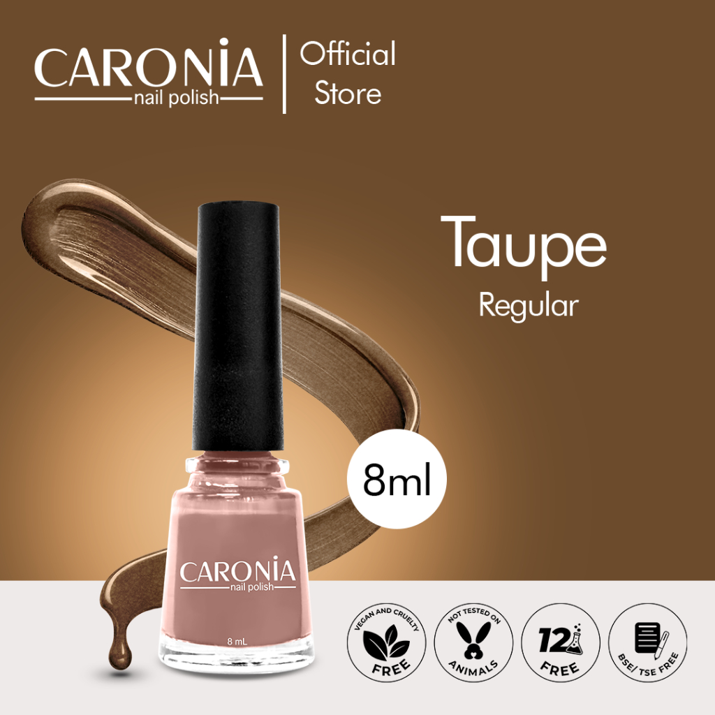 Caronia Nail Polish in TAUPE 12-FREE non toxic, Vegan, Cruelty-Free 8ml