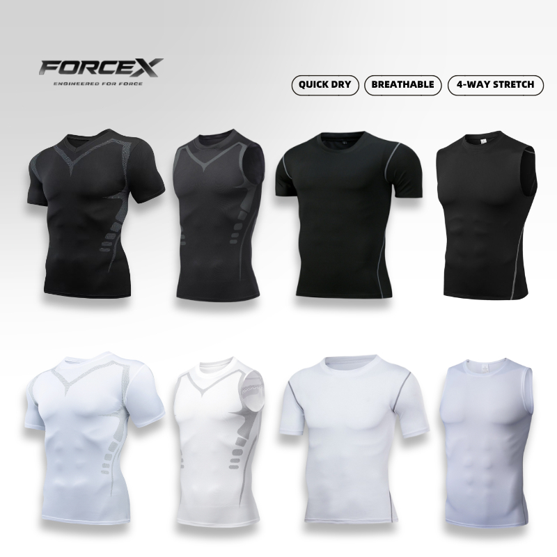 FORCEX Men's Compression Shirt for Basketball Sports Vest Dry Fit Breathable Stretch for Fitness Gym
