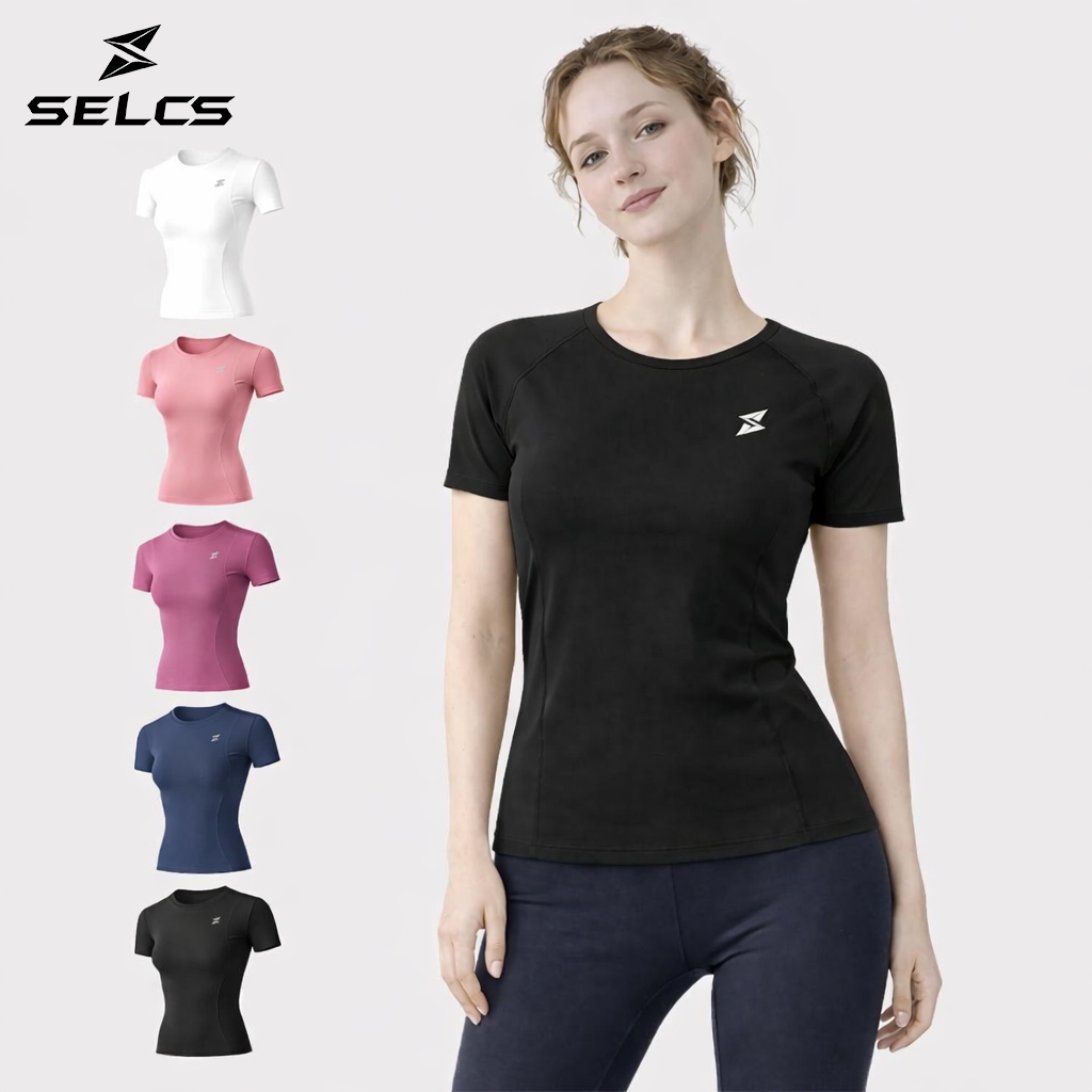 SELCS Basic Yoga Shirt Women's High Elasticity Yoga Sports Top Wear Casual Slim Fit Sport Shirt KH75