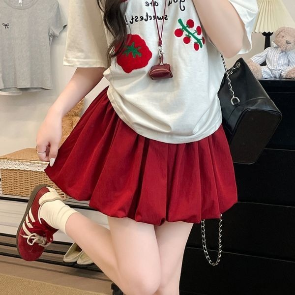 Women's Big Size Pumpkin Skirt with Lining Basic Vintage Fashion Personality Balloon Shape