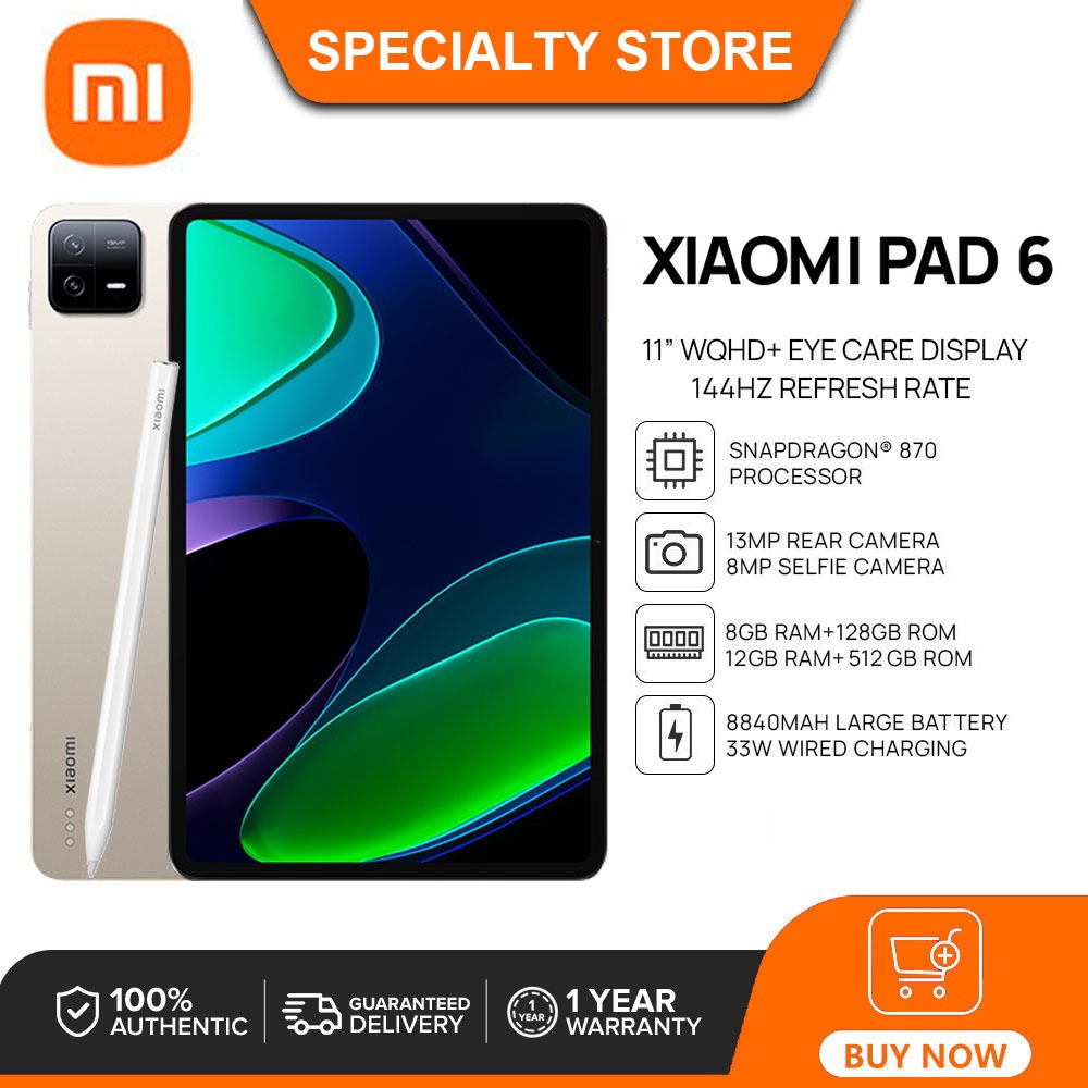 XΙAOMl Pad 6 8+256/12+512GB Tablet Global Version 11inch Original Android Tab PC 1-year Warranty COD