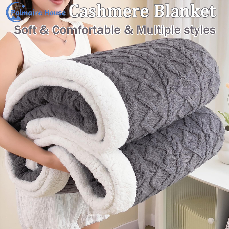 Blanket Thick Cozy Fleece Cashmere Wool Blanket Double-Sided King Size Comforter