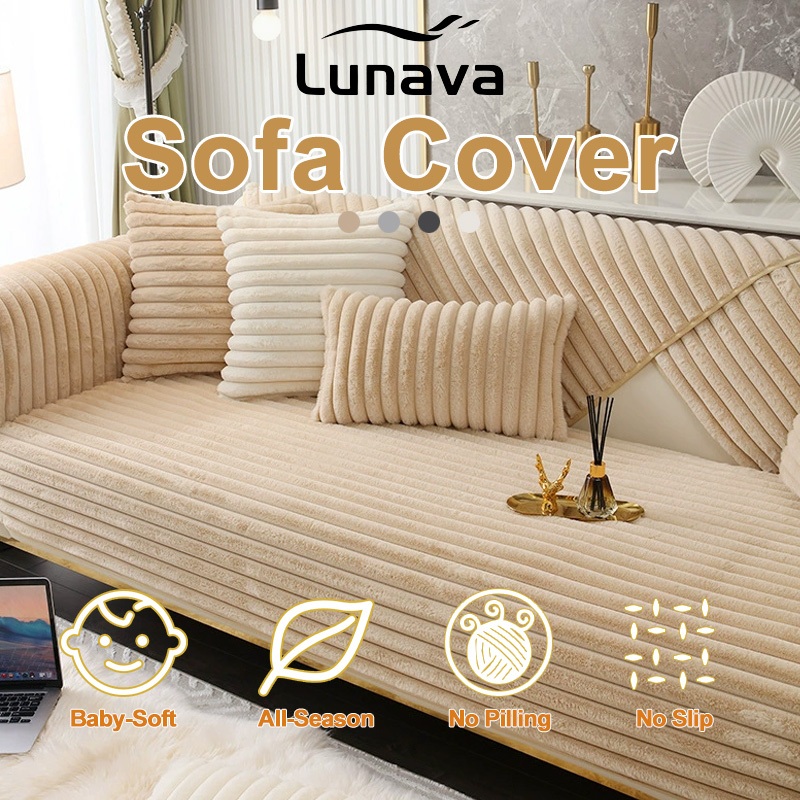 LUNAVA Rabbit Fur Sofa Cover Washable Durable Soft Fabric Four Season Universal Sofa Mat