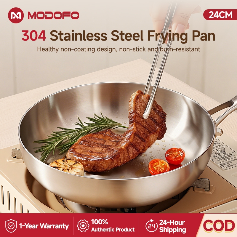 MODOFO non stick frying pan 304 stainless steel cookware set 0 coating Anti-scratch original 24cm