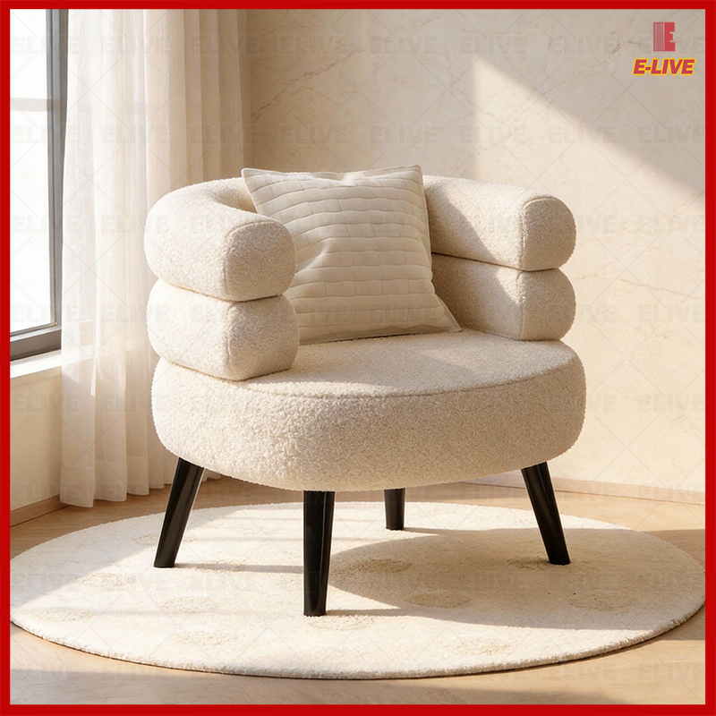 Modern Accent Lambhair Chairs Comfy Upholstered Vanity Chairs for Bedroom Armchair Make Up Chair