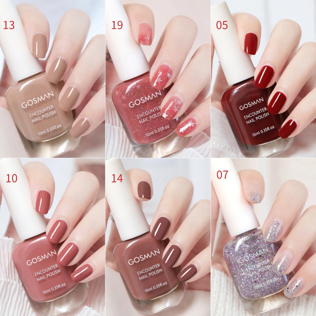 【6Pcs】GOSMAN Nail Polish Set No Bake Tearable Nude 40 Color Long Lasting Quick-drying Nail polishCOD