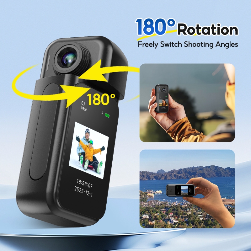 MODOFO H91 Mini Action Camera 30fps with Rotated Lens 1080P WIFI Motorcycle Camera for Vloggin