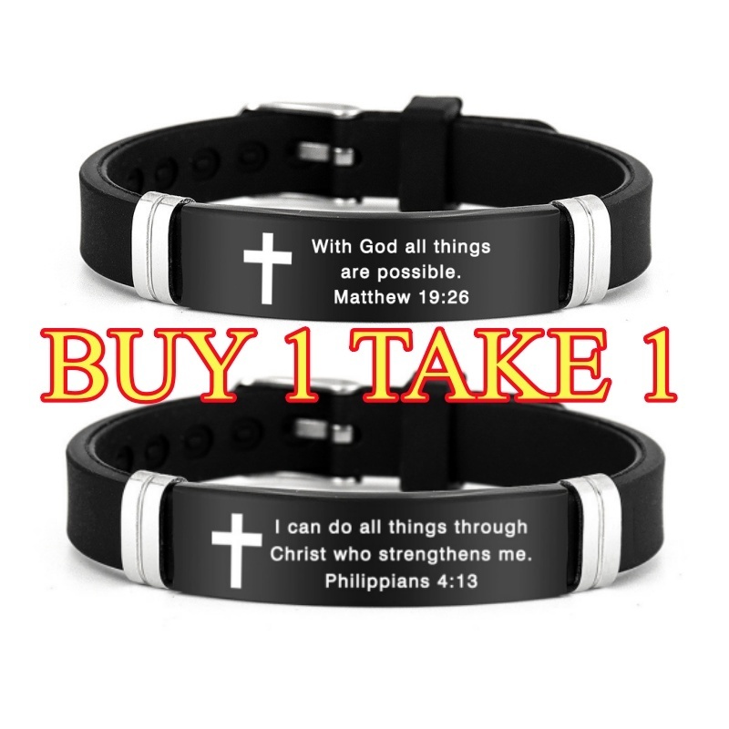 【Buy 1 Take 1】Bible Verse Bracelet friend Stainless Steel Couple Bracelet Gift For Men