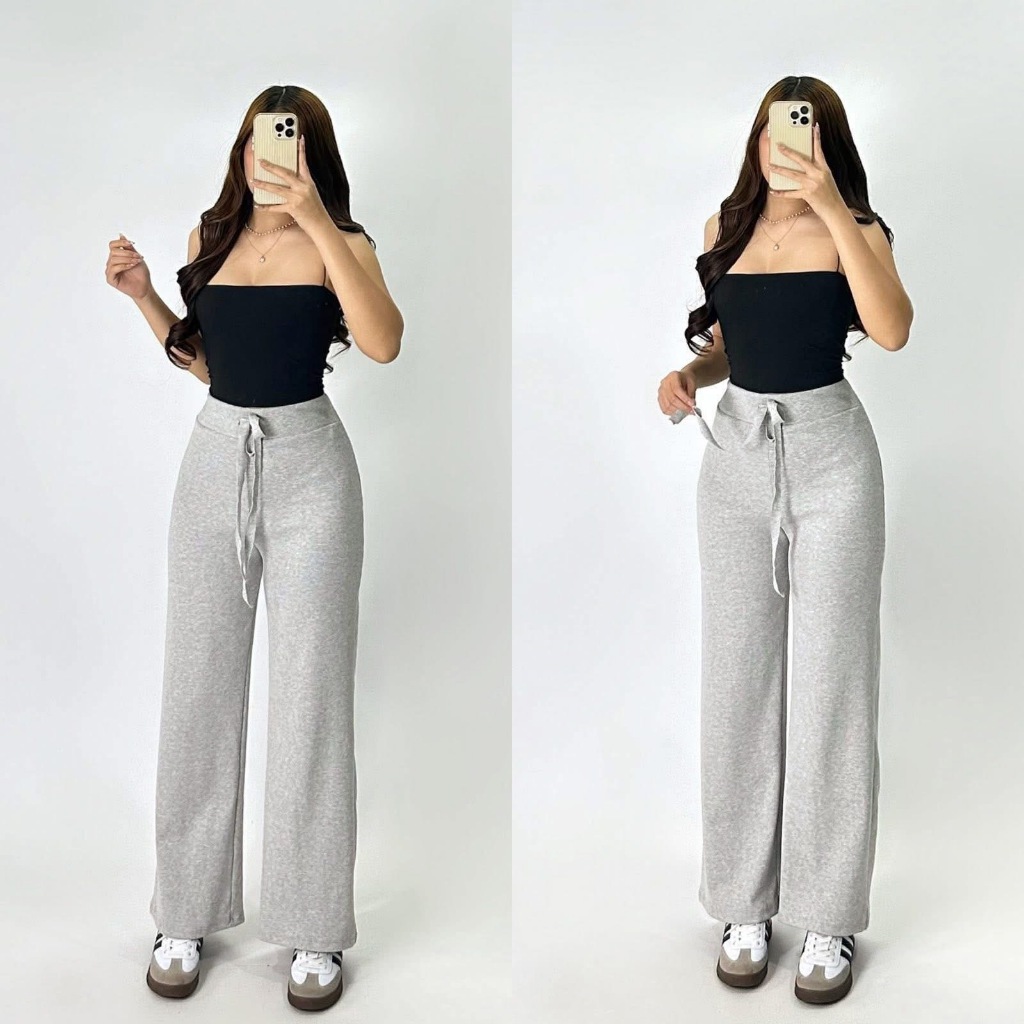 Angelcity Harper Knitted Trouser Pants Wide Leg Baggy Pants Korean Fashion