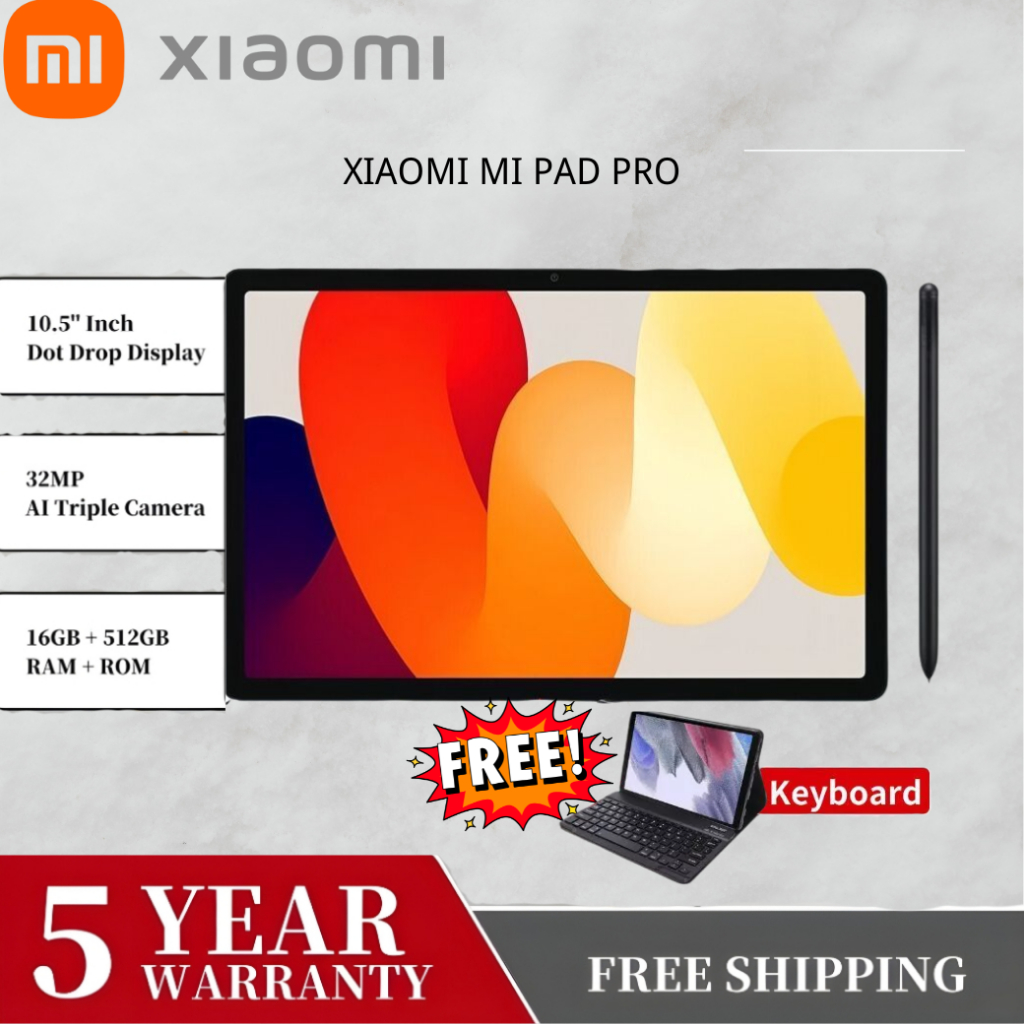 𝗫𝗶𝗮𝗼𝗺𝗶 Mi Pad Tablet 10.5 Pro ROM Learning Tablet Online Classroom HD Tablets Android 16GB+512GB
