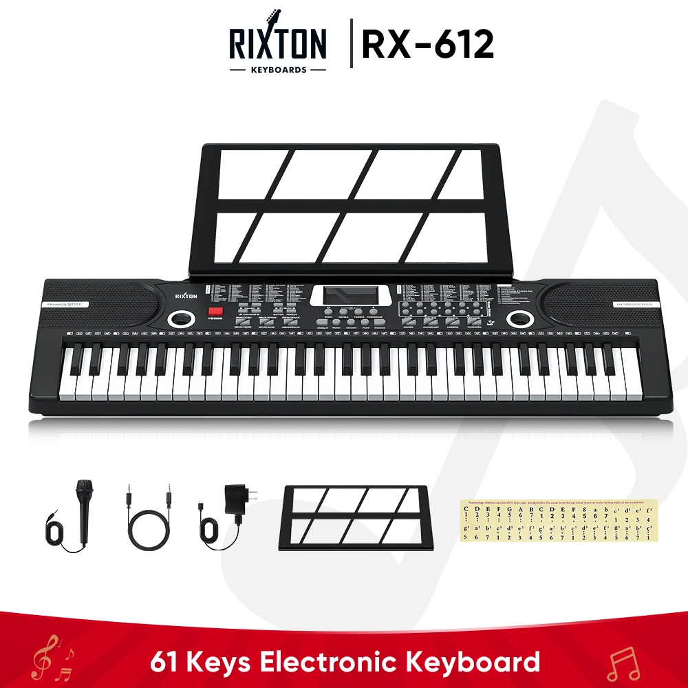 RIXTON 61-Key Digital Electric Piano Keyboard Portable Electronic Keyboard Beginners with Stand