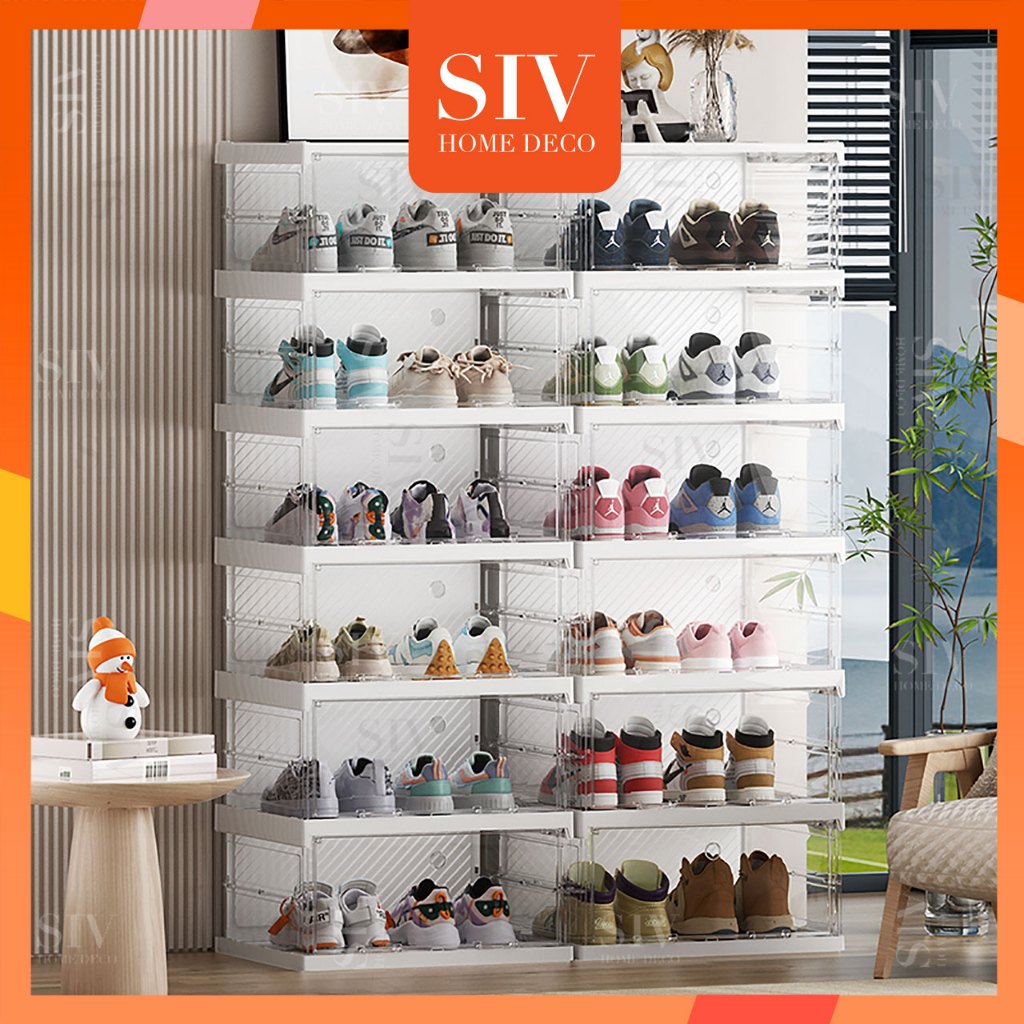 SIV Foldable Shoe Rack Folding Cabinet Storage Organizer Box Shelf Installation-Free