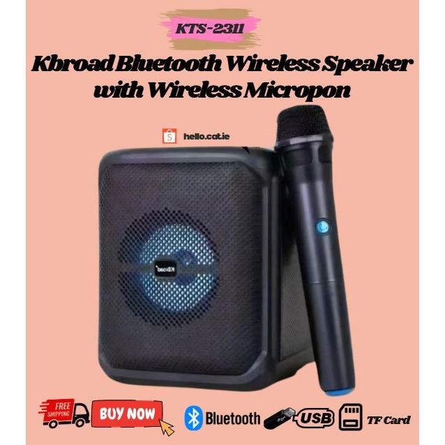 Kts-2311 Bluetooth Speaker w/ Wireless Mic 3D Stereo 12WOutput Power 1500mAh BatteryChargeabl Audio