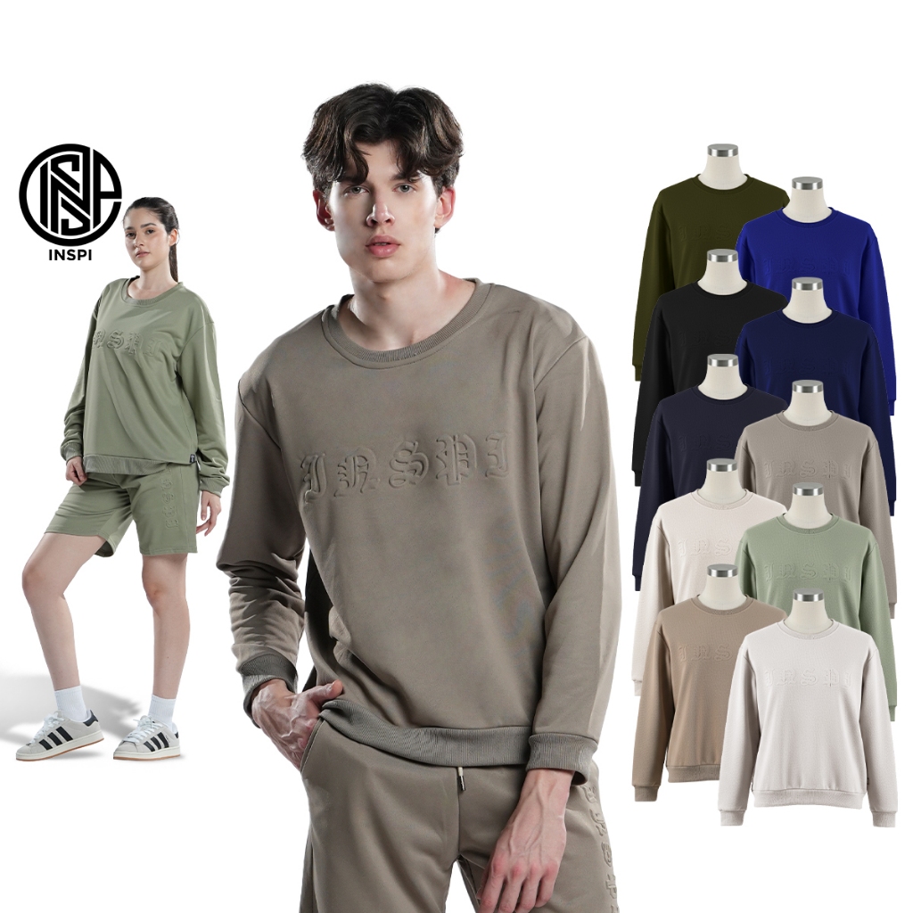 INSPI Embossed Pullover Jacket For Men and Women Plain Long Sleeve Casual Korean Sweater Collection