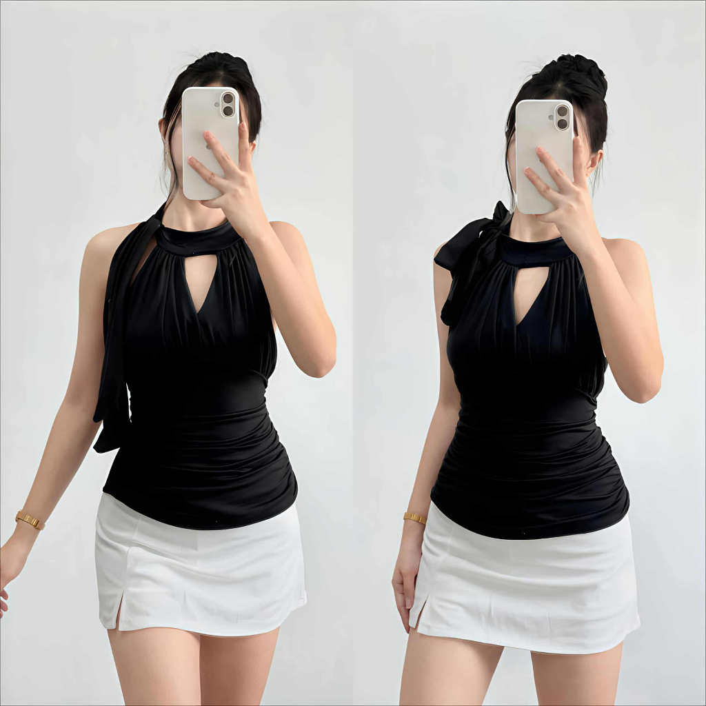 DBS EUNICE SLEEVELESS TOPS Cotton Spandex Fabric SMALL to SEMI-LARGE Casual Sexy Cute Korean Summer