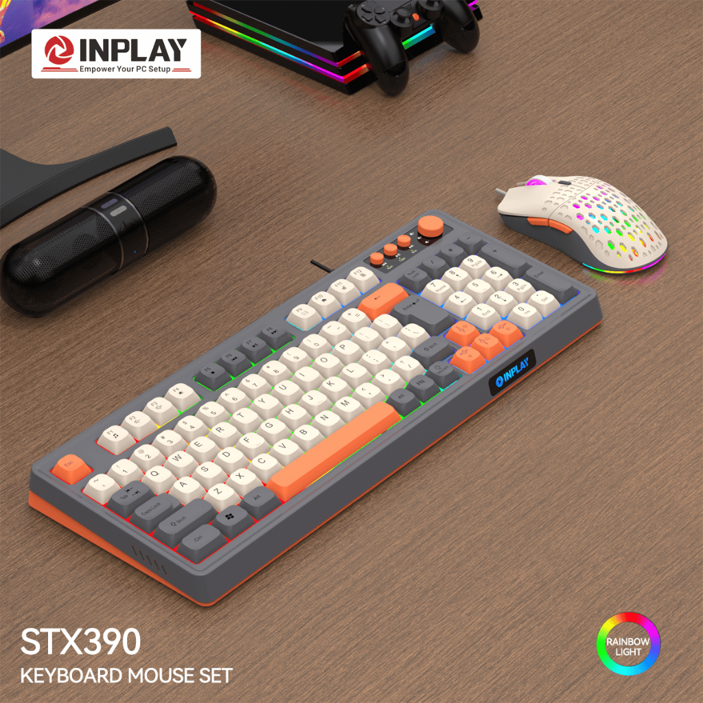 Inplay STX390 RGB Keyboard and Mouse Set With Volume adjustment Wired Gaming Keyboard Mouse Set