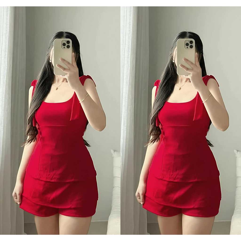 DBS SHAINA SLEEVELESS TOP WITH SKORTS TERNO COORDS Crepe Fabric XS to MEDIUM Casual Sexy Korean