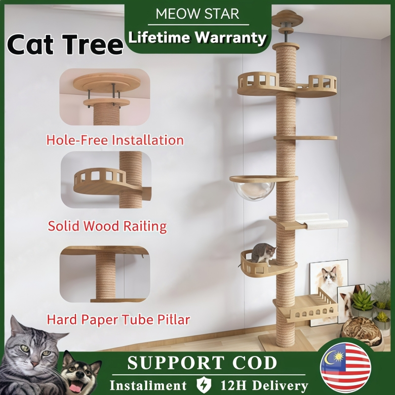 Large Cat Tree House Wood Cat Condo Bed Scratcher House Cat Tower Hammock Kitten Climbing Scratcher