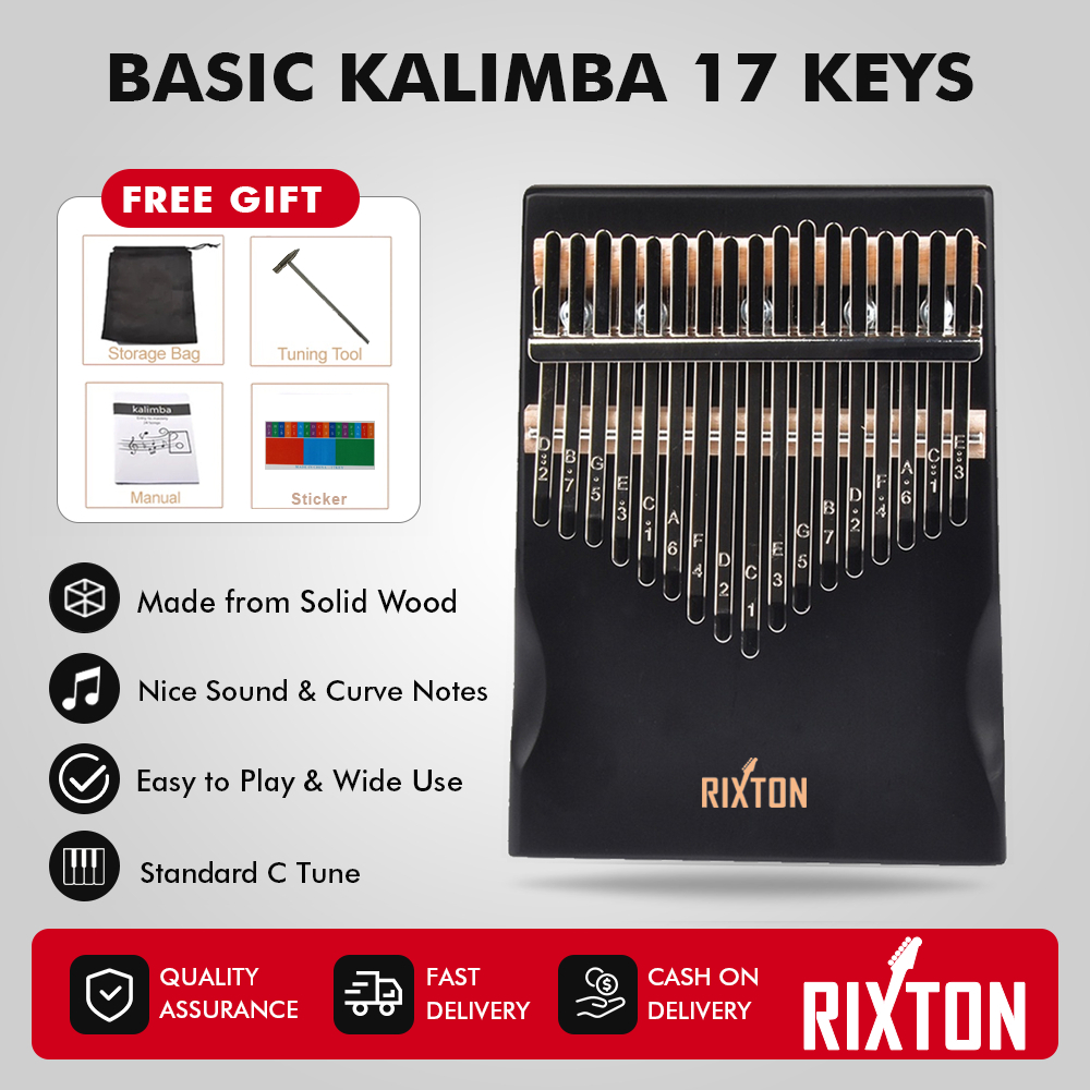 RIXTON 17 Key Basic Kalimba Thumb Piano ​Acoustic Mahogany Wood Finger Piano 17 Keys Kalimba
