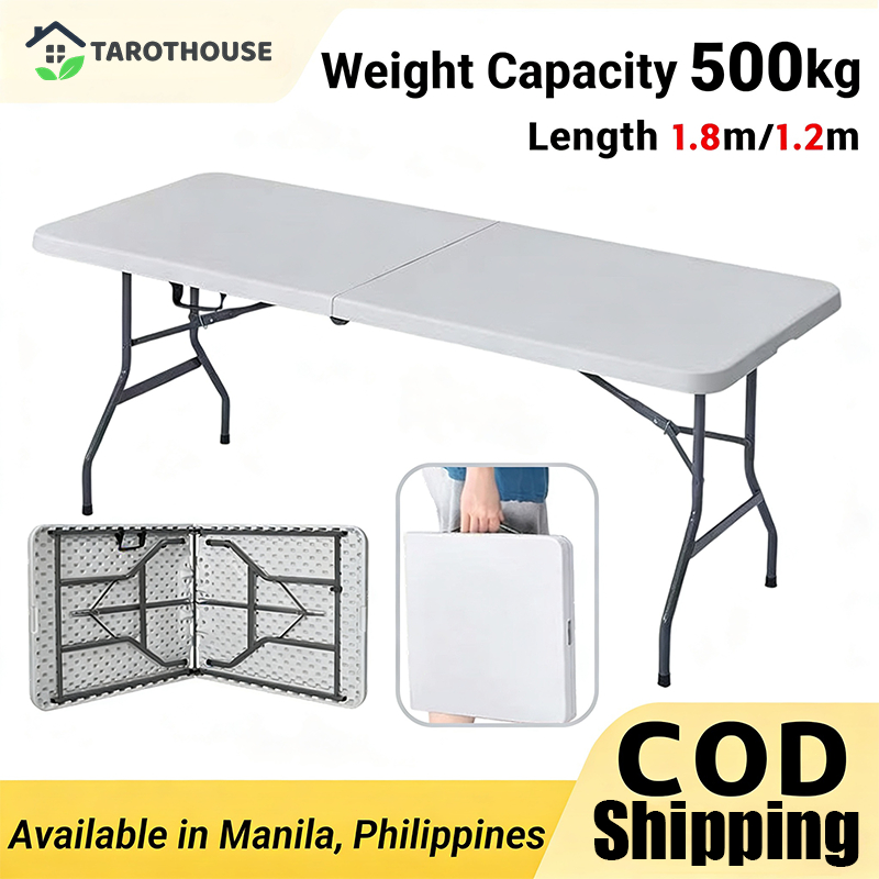 Foldable Outdoor Table 4FT/6FT Long Folding Table Portable Home Campinng Desk Picnic Plastic Table
