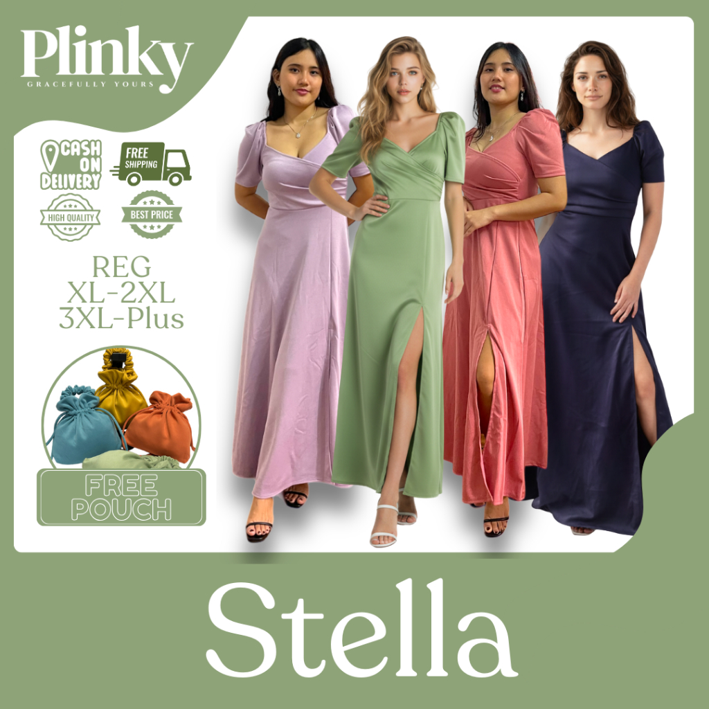 STELLA Filipiniana Gown with Slit | Bridesmaid, Ninang, Wedding, Prom, Graduation Dress | PLINKY