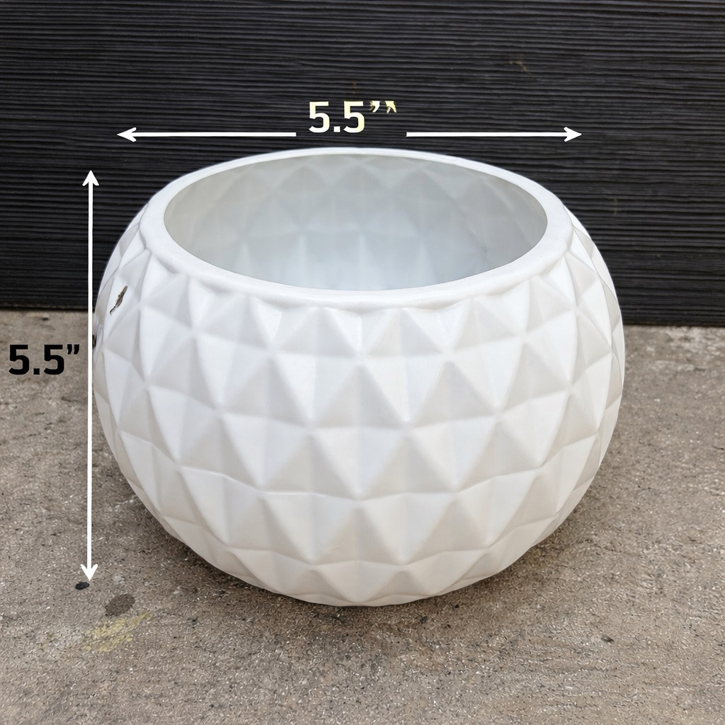 Plastic Crystal Pot White Geometric Planter Flower pots Vase Modern Home Decor D5.5 x 5.5Height