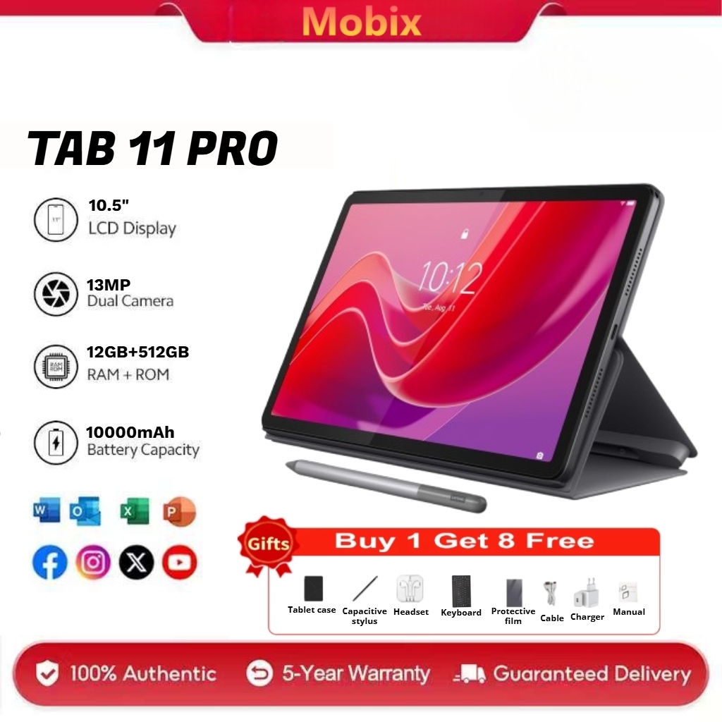 Tab 11 Pro Tablet 16GB RAM + 512GB ROM 4K Display Dual SIM Slot 4G WIFI Tablet Android For Kids
