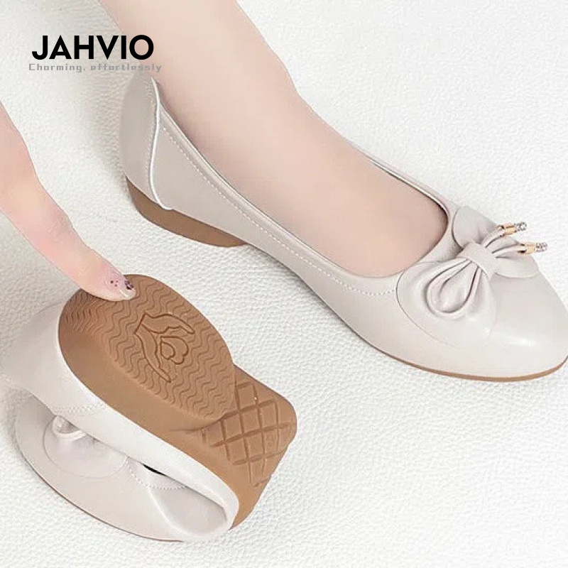 JAHVIO Korean Loafer Shoes fashion Comfortable Soft Sole Close Ballerina Flats Doll Shoes For Women