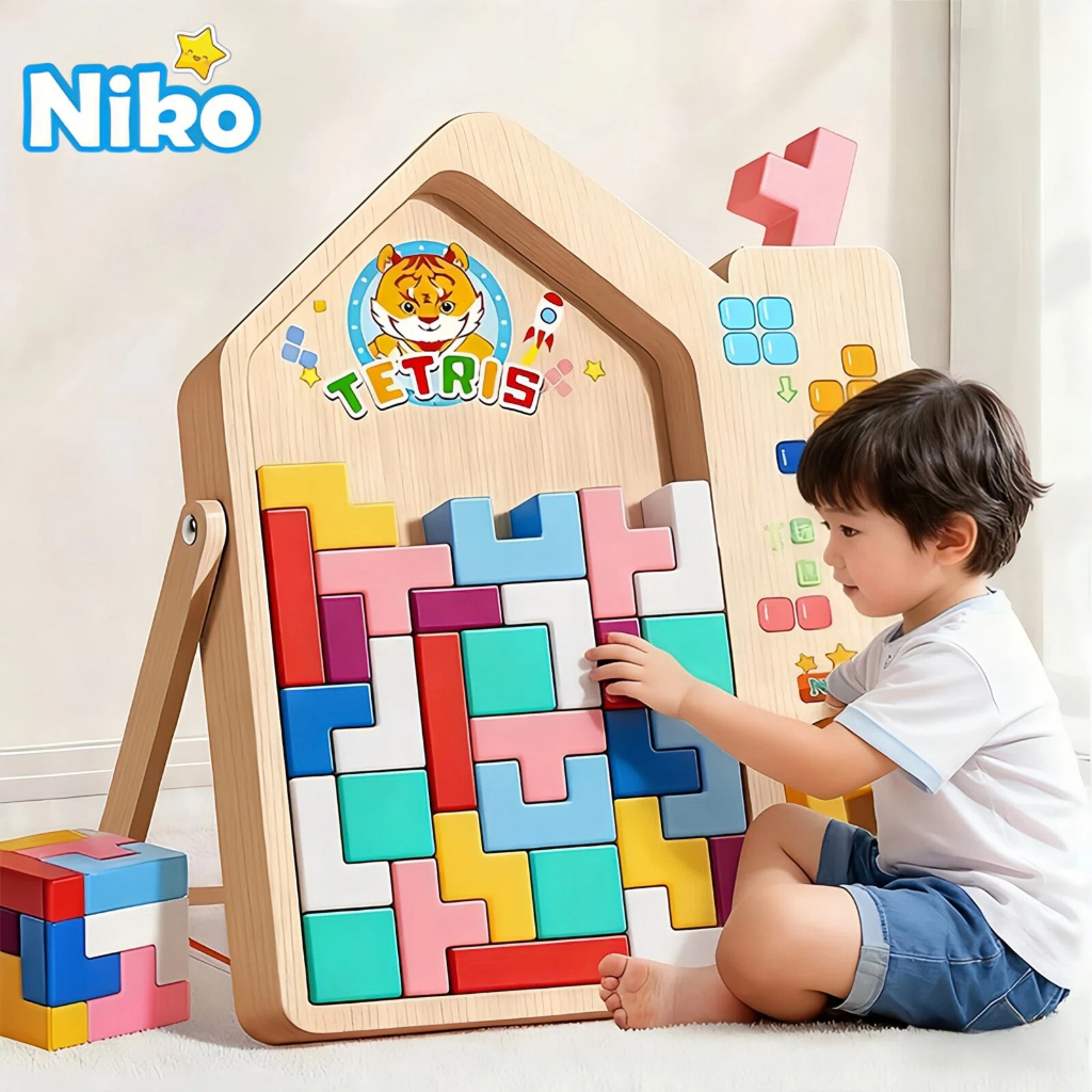 NIKO Tetris Building Block Toy Early Educational Puzzle Wooden Toys Learning Toys