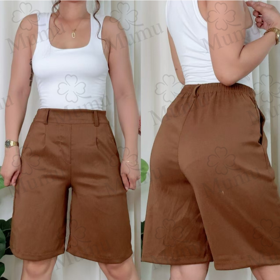 Mumu #DANIELLE RETRO Style BERMUDA SHORT Perfect Daily Trouser OOTD in Premium Woven with Pocket