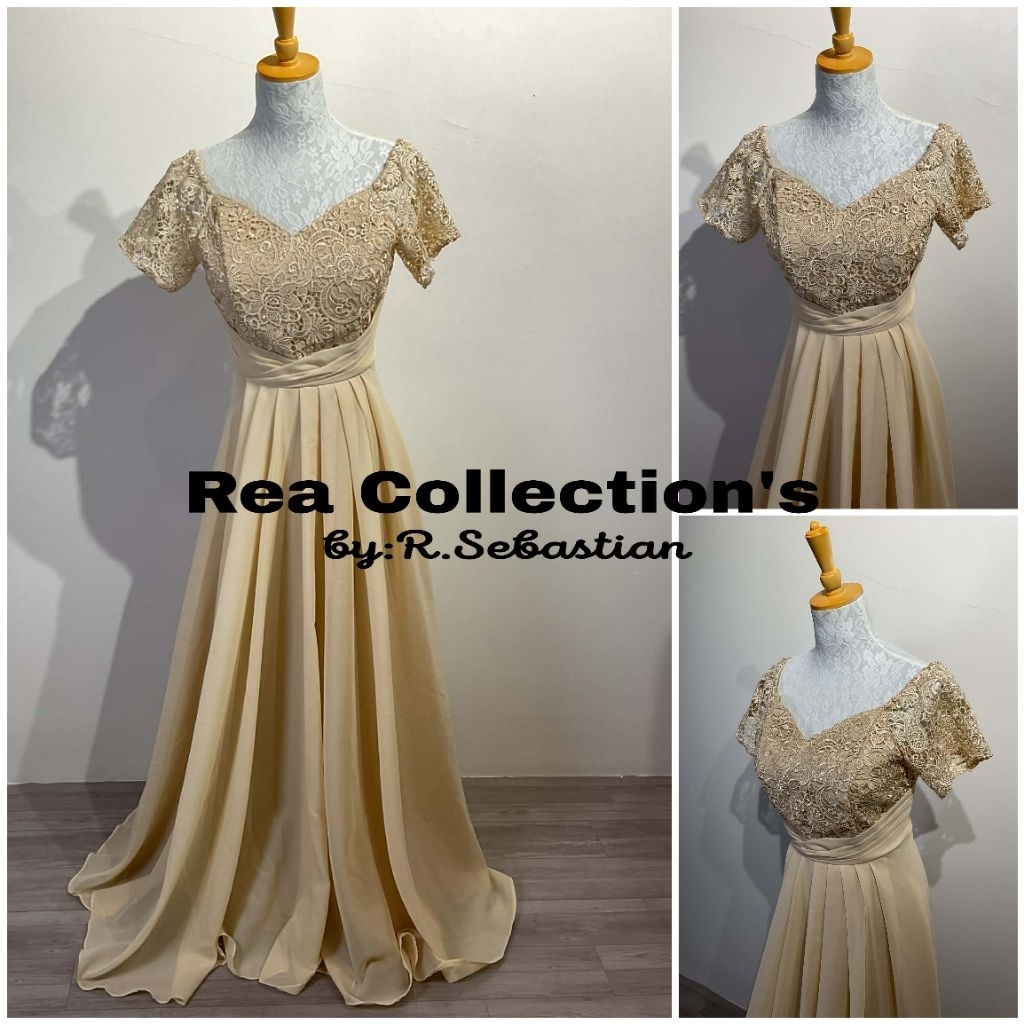 OFFSHOULDER PLEATED WAIST MOTHER/SPONSOR GOWN