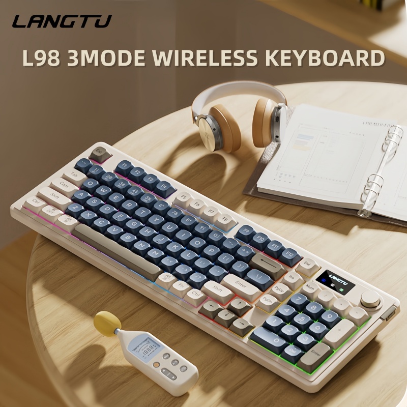 LANGTU L98 Gasket Structure RGB Backlit With Knob Led Screen Tri-Mode Wireless Membrane Keyboard