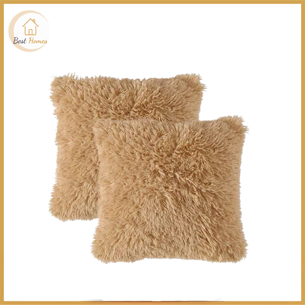 Besthome PH Throw Pillow Case Faux Fur Plain Fluffy Cushion Cover Throw Pillowcase Home Decor 2 Pcs