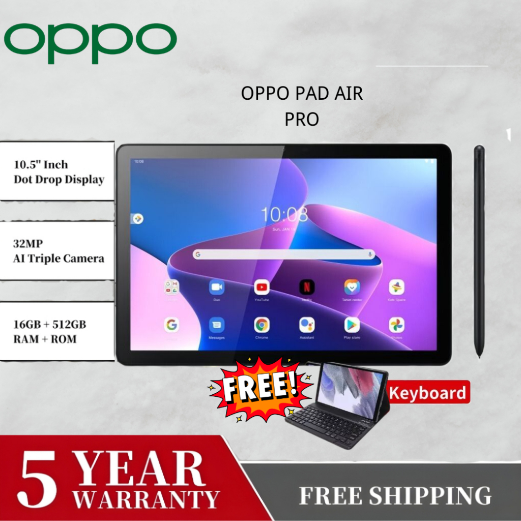 𝐎𝐩𝐩𝐨 Pad Air Tablet 16GB RAM+512GB ROM 10.5 Inch Android Tablet With Keyboard Pen 4G Dual SIM Card