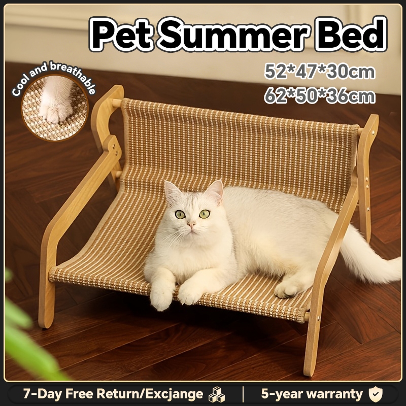 Wooden Cat Bed Large Cat Scratcher Hammock Cat Scratching Board Sisal Cushion Sofa Bed